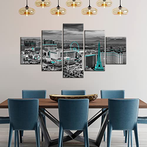 Las Vegas Strip Wall Art Las Vegas Skyline Wall Decor Black And White City Picture Canvas Print Nevada Bellagio Casino Painting Poster Stretched Frame Home Living Room Decoration(60X32 Inches) #TOP1