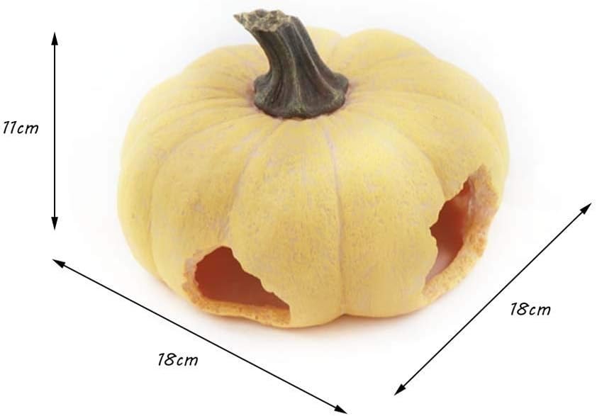 Pumpkin Hideout, Amphibian Aquarium Reptile Box Hideout - Habitat Corner Decor Lizard Snake Turtle Hideouts