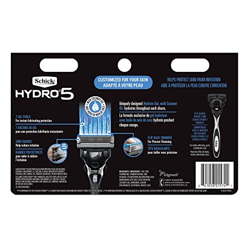 Schick Hydro 5 Sense Hydrate Razor Refills for Men, Pack of 12