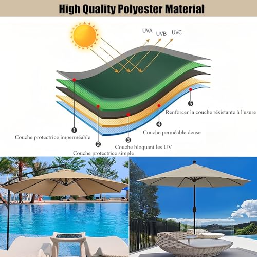 Copertura di ricambio per ombrellone da esterno, impermeabile e anti UV, adatta per ombrelloni a 6/8 stecche da 200 cm/270 cm/300 cm