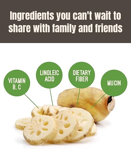 Miniatura 4 de Polvo de raíz de loto coreano contiene aminoácidos vitamina B, C arginina mucina para hornear y bebidas, 10.58 oz