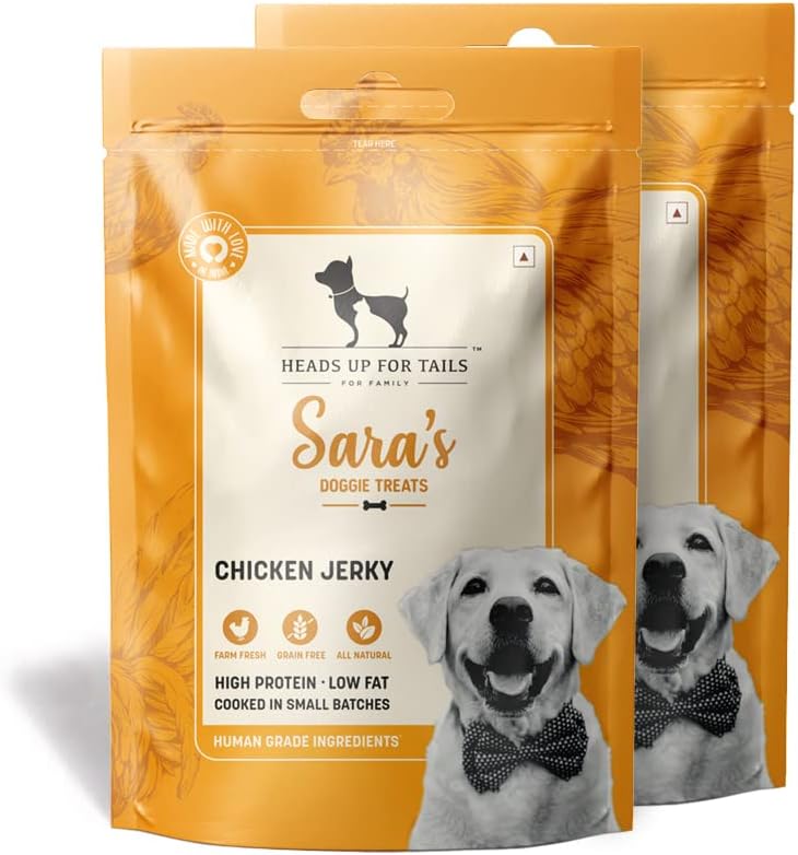 Sara’s Dog Treats by HUFT Chicken Jerky – 70 gm (Pack of 2) | High-Protein Non-Veg Dry Treats for Adult Dogs | Natural, Healthy & Tasty Snacks for Daily Training & Rewarding Dogs