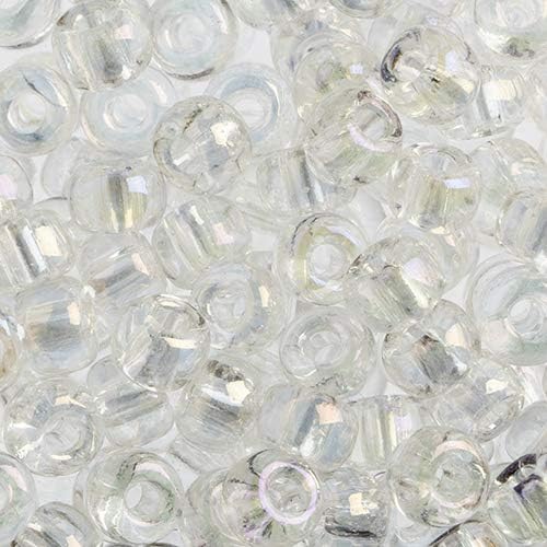 Preciosa Czech Seed Beads 32/0 (8mm) Transparent Crystal Rainbow - 250g Bulk Bag Beads for Jewelry Making and Crafts