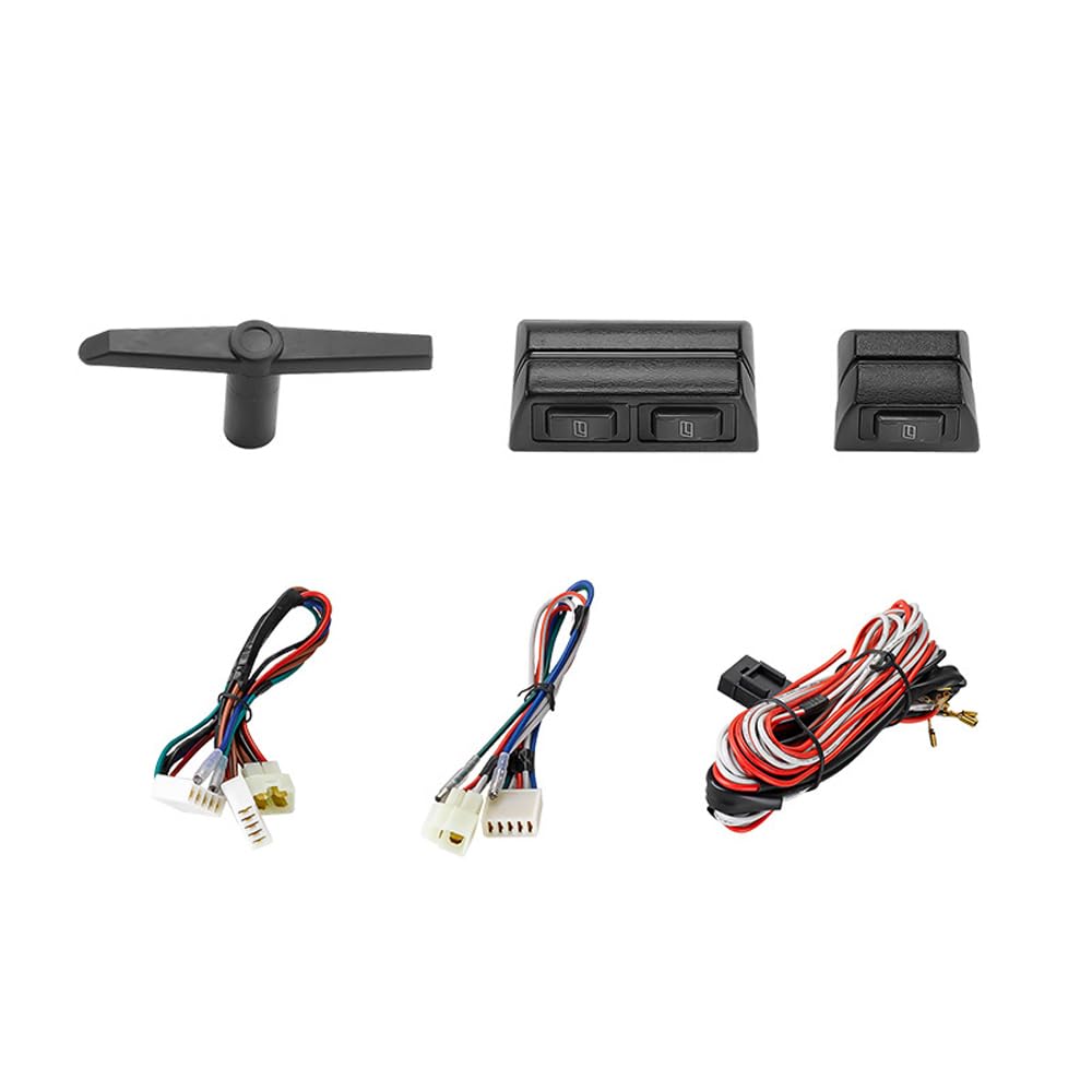 Shkalacar Kit de conversión universal para alzacristales eléctricos con interruptores, cableado y hardware para pick-up de 2 puertas, SUV, camiones, furgonetas, automóviles, kit de conversión de