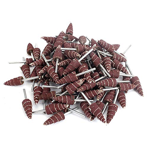 20Pcs 3x10mm Cone Shape Mounted Point Abrasive Sandpaper Flap Sanding Wheel Grinding Head Rotary Tool for Polishing and Deburring 1/8\" Shank 240 Grit