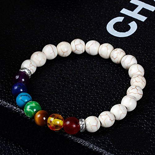 Bracelet en pierre naturelle turquoise blanche et perles chakras de qualité