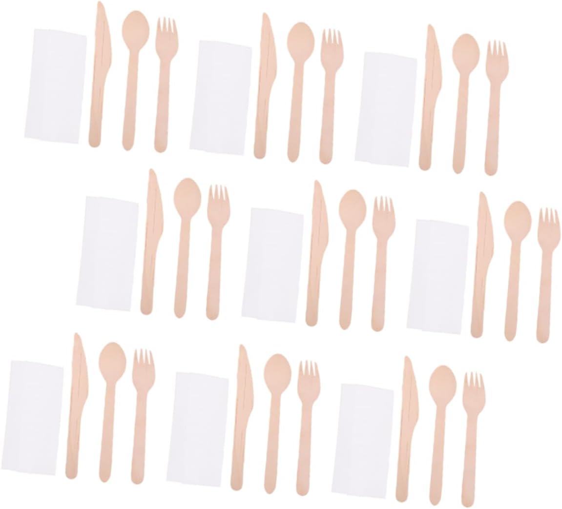 Ipetboom 50sets Disposable Dinnerware Set Knives Forks Spoons and Napkins Party Tableware for Festivals Celebrations and Gatherings