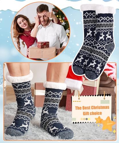 WOTENCCE Calzini A Pantofola Antiscivolo Uomo Calza Pantofole Pinze Fodera In Pile Per Caldi Calzini Invernali Per La Casa (Grigio Chiaro