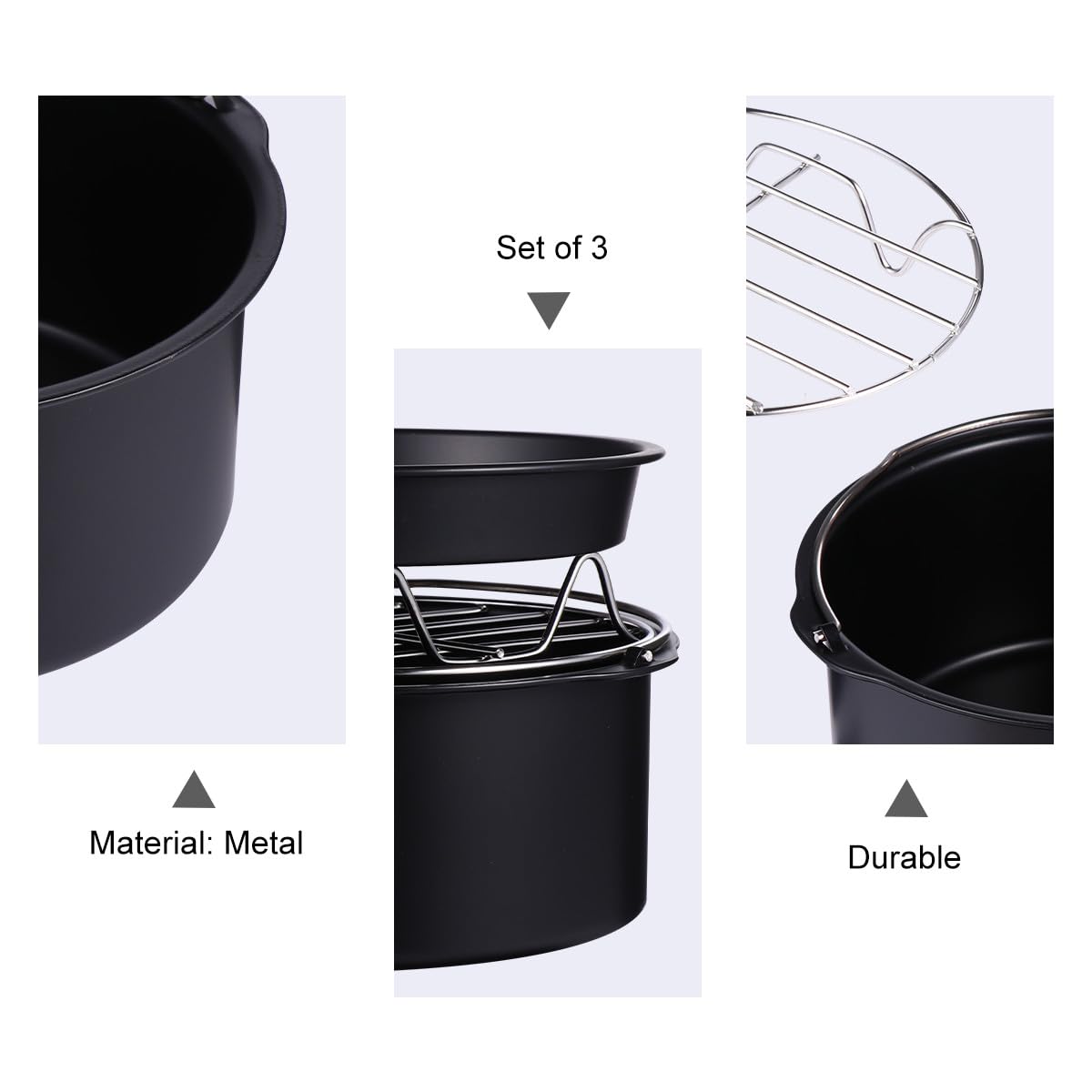 VALICLUD 3pezzi Cestino per Torte Friggitrice Cestelli per Friggitrice ad Aria Cestino ad Aria Cestello per Torte ad Teglia per Pizza Accessori