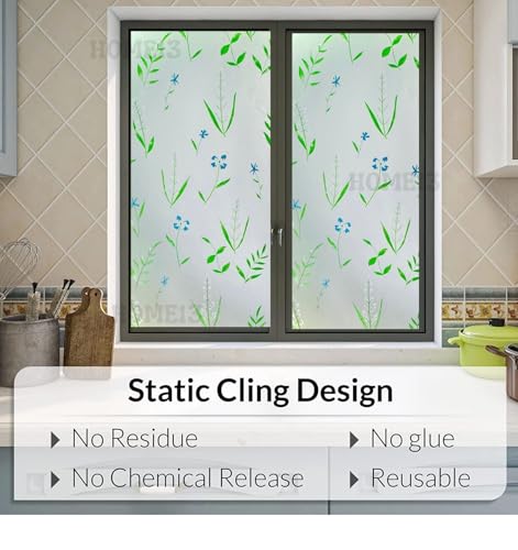 Image of HOME13 Frosted Window Film Decorative Static Cling Window Film Window Clings Privacy Non-Adhesive Frosted Glass Film for Living Home 12x38