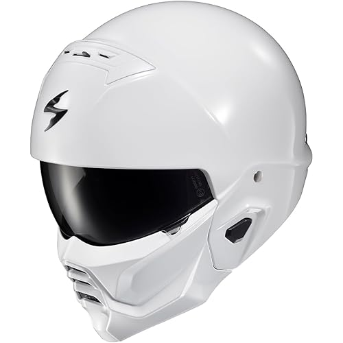 ScorpionEXO Covert 2 Open Face 3/4 Full Mode Motorcycle Helmet Bluetooth Ready Speaker Pockets Interchangeable Mouth Cover DOT Approved Solid (Gloss White - Small)