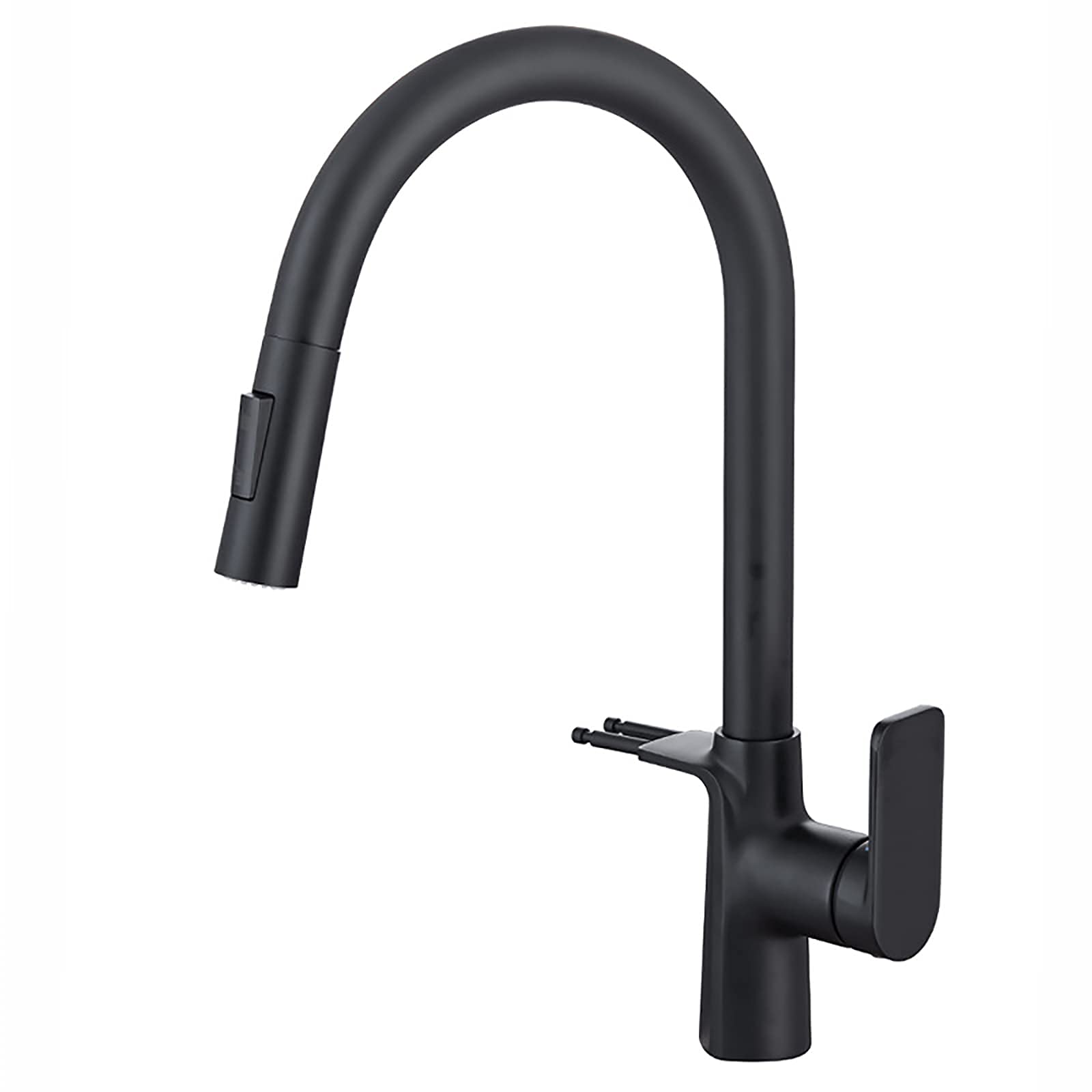VDOQTLJT Kitchen Faucet with Pull Down Sprayer High Arc 360° Swivel Stretchable Sink Deck Mount Single Handle Tap with Hooks Gray(Nero)