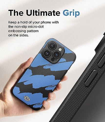 Image of Ringke Onyx Compatible with iPhone 15 Pro Case Cover Rugged Flexible Durable Anti-Slip TPU Protection Shockproof iPhone 15 Pro Back Cover - Blue Brush