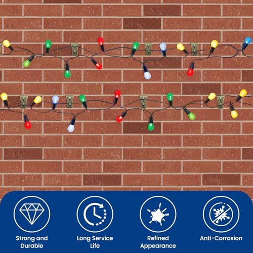 Image of 10 Pcs Brick Clips for Hanging Outdoors, No Drill Brick Hooks Hangers Fit Brick 2-1 /4 inch to 2-3 /8 inch in Height, Heavy Duty Brick Wall Hangers Clamps for Outside Home Decor Brick Hooks