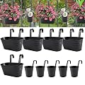 Metal Iron Hanging Flower Pots for Railing Fence Hanging Bucket Pots(5 Pcs) and Hanging Flower Pots Metal Iron Bucket Planter(10 Pcs)