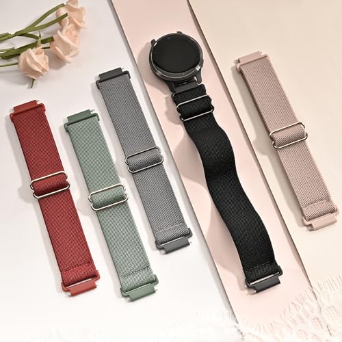 Pacote com 5 pulseiras elásticas de nylon para relógio compatíveis com Garmin Venu 2S/Vivoactive 4S/