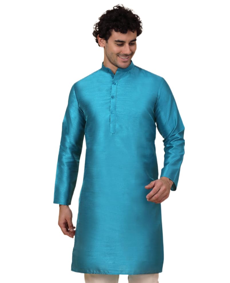 jompers Men's Dupion Silk Regular Fit Solid Kurtas-picture-18
