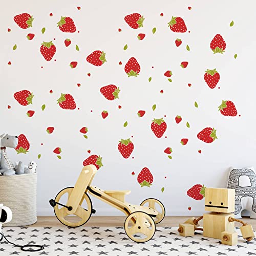 Saomour 92 Pieces Strawberry Decor Strawberry Stickers Strawberry Wall Decals For Girls Boys Baby Bedroom Nursery Wall Decor #TOP3