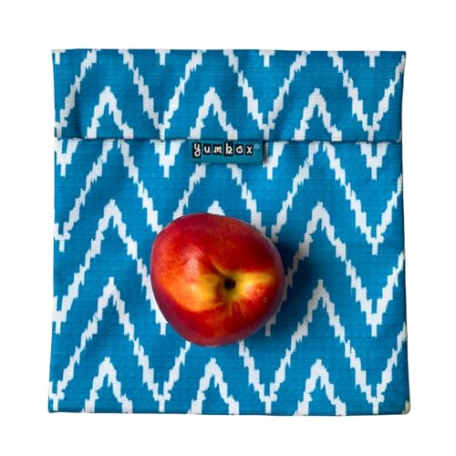 Yumbox Wide Opening Reusable Snack Bag for Kids and Adults, Insulated Interior, Reusable Fabric, Washable, Food Safe, BPA Free, 8 x 7.5in - (Zigzag)