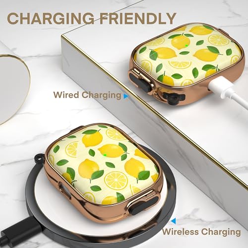 Image of Maxjoy for AirPods Pro 3rd Generation Case with Lock, Cute AirPods Pro 3 Case Lock Protective Hard Air Pod Pro 3 Cover for Women Men with Keychain for Airpod Pro 3rd Gen Cover 2025, Lemon