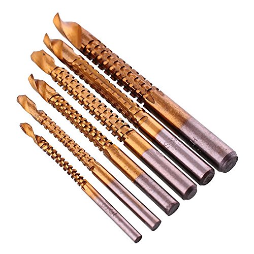 eoocvt 6pcs 3-8mm Titanium HSS Drill & Saw Bit Set Cutting Carpenter Wood Metal