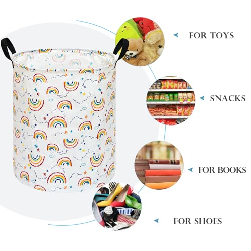 Image of Round Laundry Hamper Storage Basket Fabric Material Storage Hamper Organization Basket, Storage Bin, Gift Box with Handles for Room