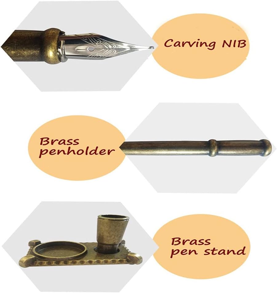 Dip Pen Set English Calligraphy Quill Gift Box Metal Fountain With Notebook Student Penmanship Supplies(A)