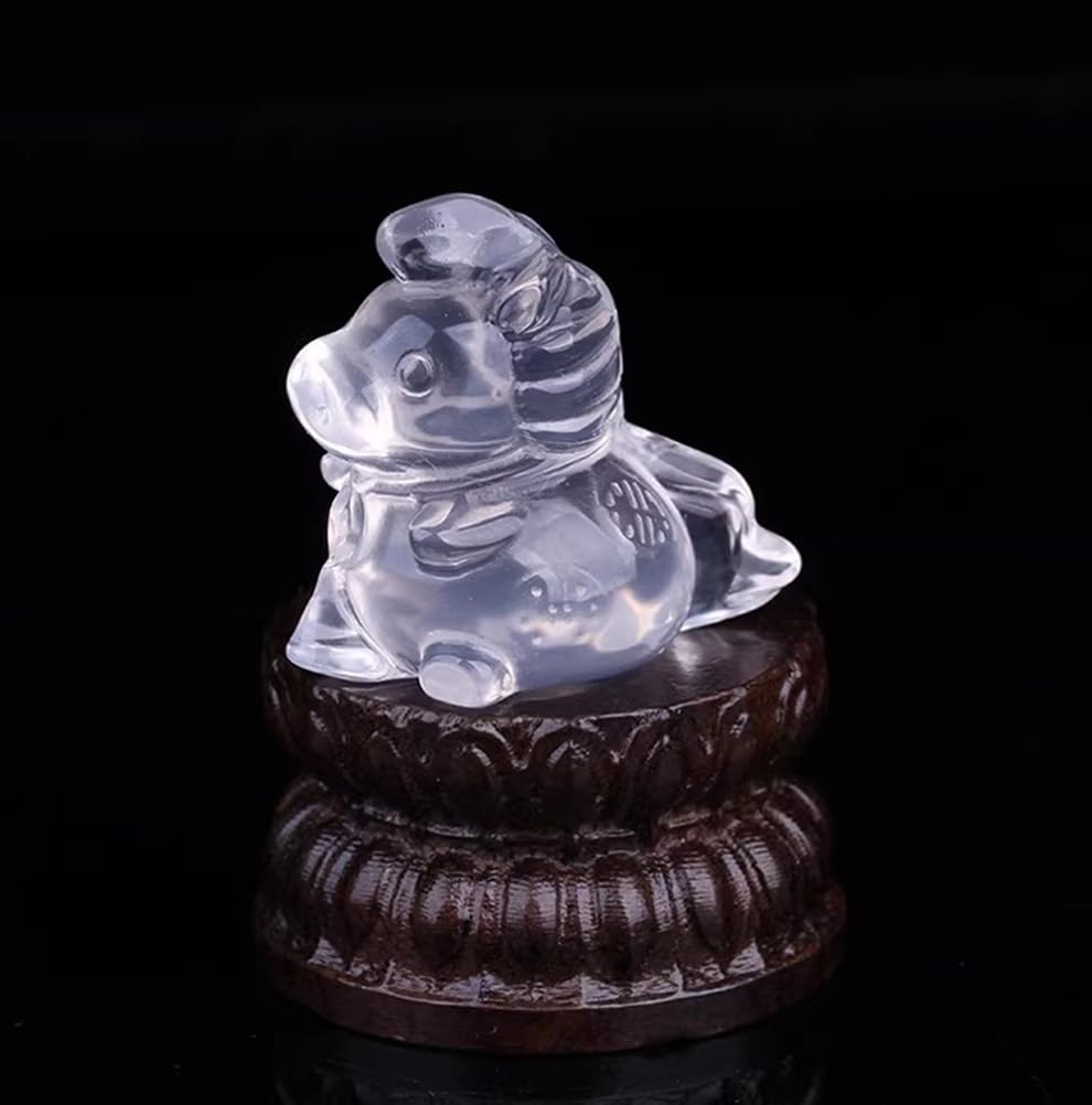 Mini Clear Quartz Crystal Horse Figurines,Hand-Carved Feng Shui Horse Statue,Gemstones Stone Zodiac Horses Sculpture for Home Office Lucky Wealth Chinese New Year Decor