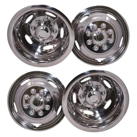 Polished Stainless Steel Wheel Simulators Covers (Set of 4) for 2003-2018 Dodge RAM 3500 Dually 17" 8-Lug Cover