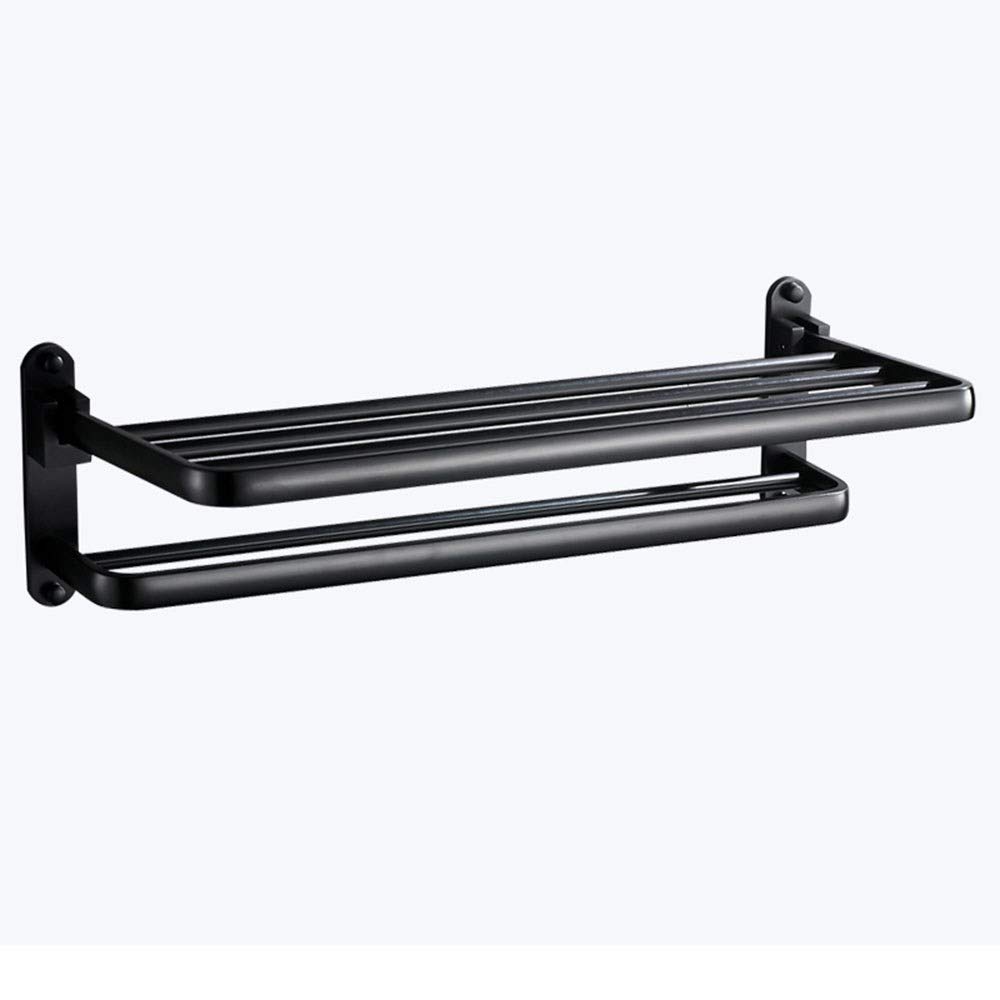 Étagère de salle de bain en aluminium noir de 58 cm au design moderne épuré