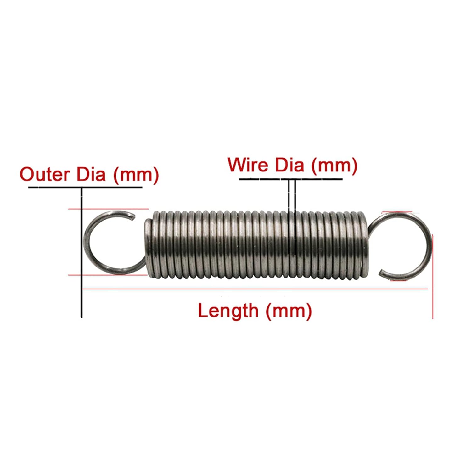 Double hook spring 1 Pc Extension Tension Spring Wire Diameter 2mm, Outer Diameter 17mm, Length 240mm Springs Steel Hook Spring, 2.0x17x240mm Color : Wire diameterx OD x Length , Size : 2.0x132.0x1(2.