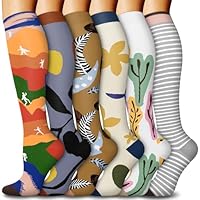 BLONGW Kompressionsstrümpfe für Herren Damen, 6 Paar Kniestrümpfe Stützstrümpfe Kompressionssocken für Support Stockings, Flug, Laufen, Reisen, Radsport