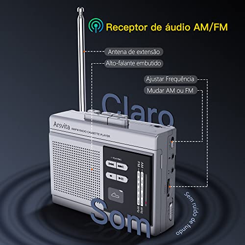 Caixa Som Antiga Radio Portátil Retro Am Fm Sd Usb Bluetooth Portable Cassette Player and Recorder,