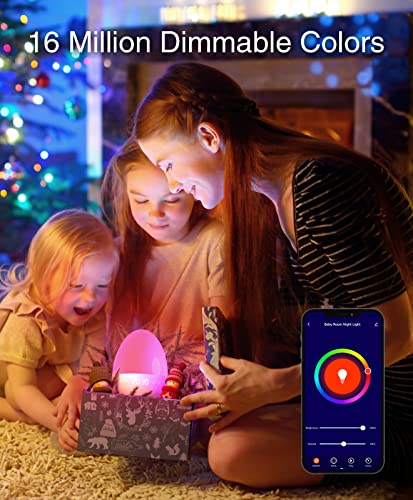 Ghome Smart Night Light, Wake Up Light Alarm Clock For Kids, Work With Alexa And Google Home, Dimmable Rgb Warm White 6 Music Nursery Kids Smart Baby Night Light, Countdown, Only Support 2.4Ghz Wi-Fi #TOP5
