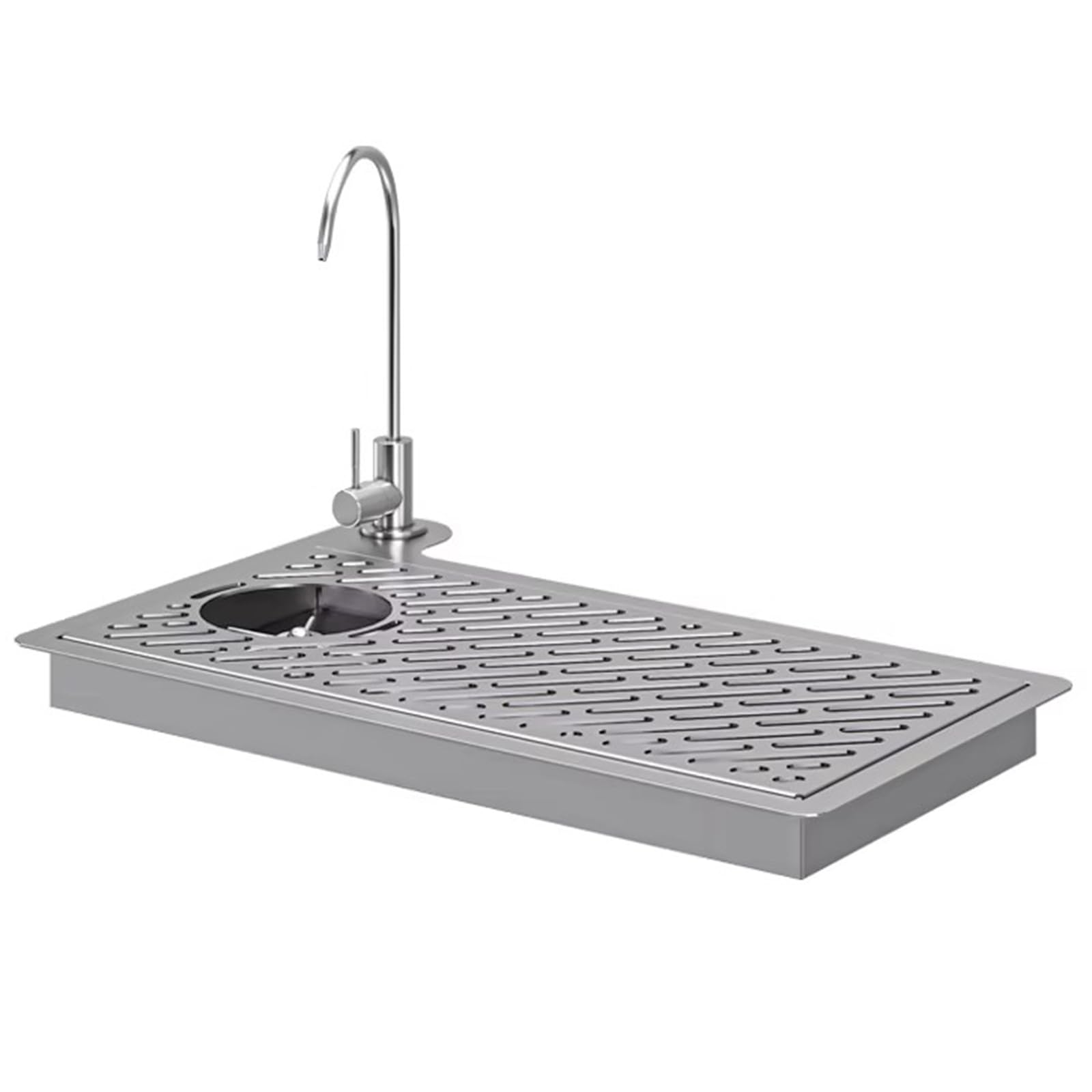 XNXYSMKJ Glass Rinser with Faucet,Stainless Steel Pitcher Rinser,Stainless Steel Recessed Countertop Cup Washer,Commercial Cup Washer,w/Drain and Drip Tray,Multi Angle (57.5x37.5cm)