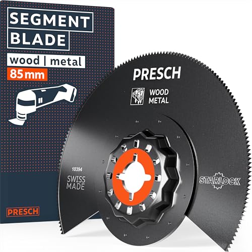 Presch Multitool Blade for Wood & Metal 85 mm - Starlock multi tool blade for tool-free replacement - Highest precision thanks to BI-metal teeth - Perfectly fitting multitool accessorie