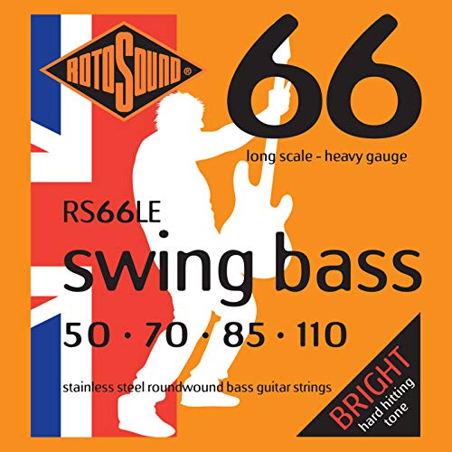 Rotosound RS66LE - Cuerdas para bajo y bajo de acero inoxidable 66 (50 70 85 110)