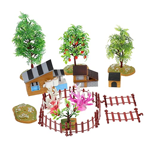 Veemoon 1juego Modelo De Granja Casa De Perro y Árbol Frutal Decoración Infantil para Mesa De Escenario De Juguete Creativo y Realista