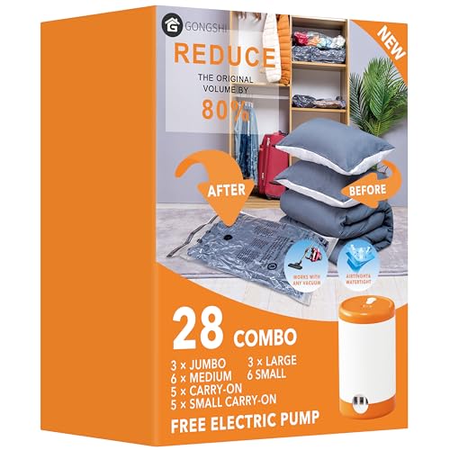 28-pack vacuum storage bags with electric pump