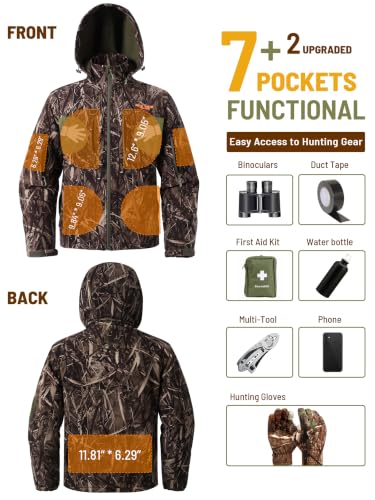 Image of NEW VIEW Camo Hunting Jackets for Men, Warm Fleece Lined Hunting Jacket with Hood, Quiet Water Resistant Hunting Clothes