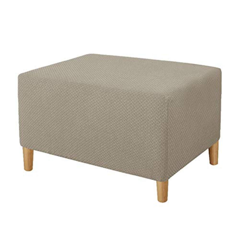 Sylc Khaki Footstool Cover Rectangle, Ottoman Covers Stretch, Storage Stool Cover, Footstool Protector Cover Dustproof, Ottoman Slipcovers (,S)