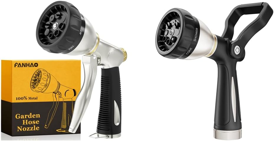 FANHAO Heavy Duty Garden Hose Nozzle + Heavy Duty Fireman's Hose Nozzle