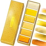 ARTISTRO Professional Metallic Watercolor Paint Set for Adults - 6 Pigment-Rich Gold Colors, XL Pans, ASTM-I Lightfastness, High Tinting Strength Watercolor Set for Professionals made by professionals