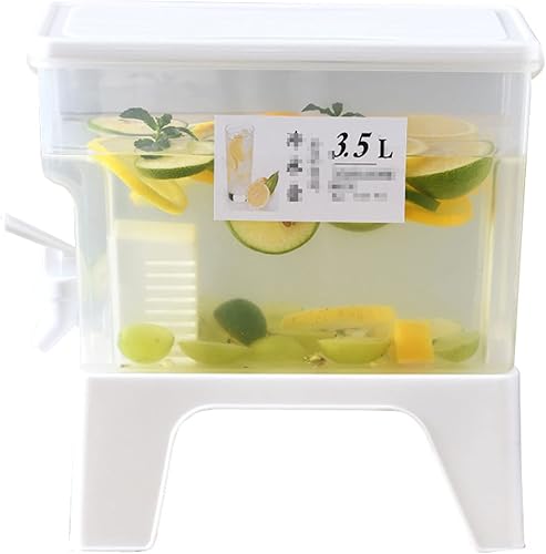 Drink Dispenser Drink Dispenser for Fridge with Spigot Plastic Beverage Dispenser WPlastic Stand Clear Cold Kettle Jar for Water Fruit Juice
