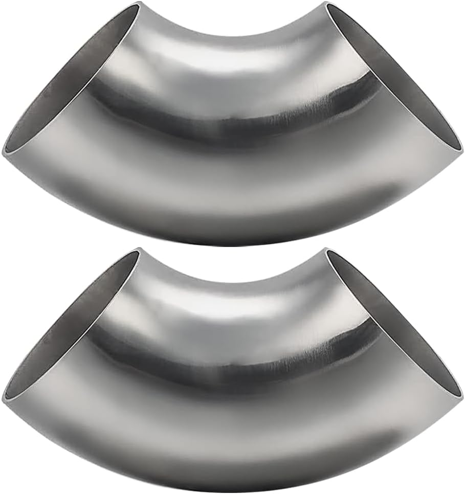 Stainless 4 Inch 90° Mandrel Bend Elbow, SS304 Stainless Steel Bend Tube 90 Degree Exhaust Elbow Pipe - Thickness 16GA/0.65" for Car Modified Exhaust System, Stair Handrail (2 pcs)