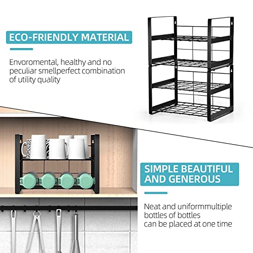 LADER Water Bottle Organizer, 4-Tier Wall-Mounted Water Bottle Holder, Stackable Water Bottle and Wine Rack Storage Organizer for Kitchen Countertop Cabinet, Pantry, Kitchen, Refrigerator
