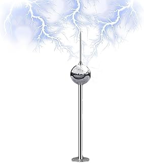 Lightning Rod, Insulated Galvanized Bracket Stainless Steel Lightning Protection with Ball Pre-Discharge Lightning Receptor Lightning Rod Kit for House Roof Outdoor Engineering,1000mm