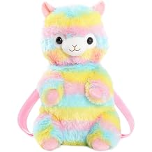 Plush Stuffed Animal Backpack Bunny Backpack With Adjustable Gift For Women Girl Rainbow Alpaca
