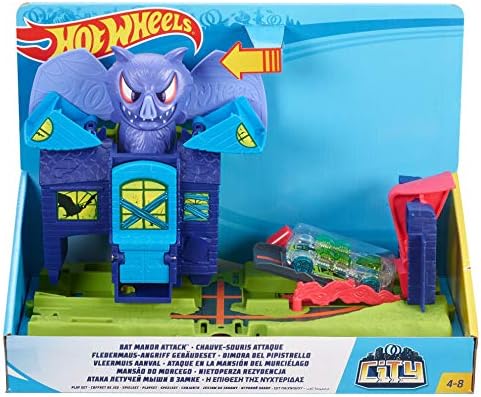 Hot Wheels FNB08 City nietoperz zestaw do zabawy z starterem, w zestawie 1 zabawkowe samochody, od 4 lat
