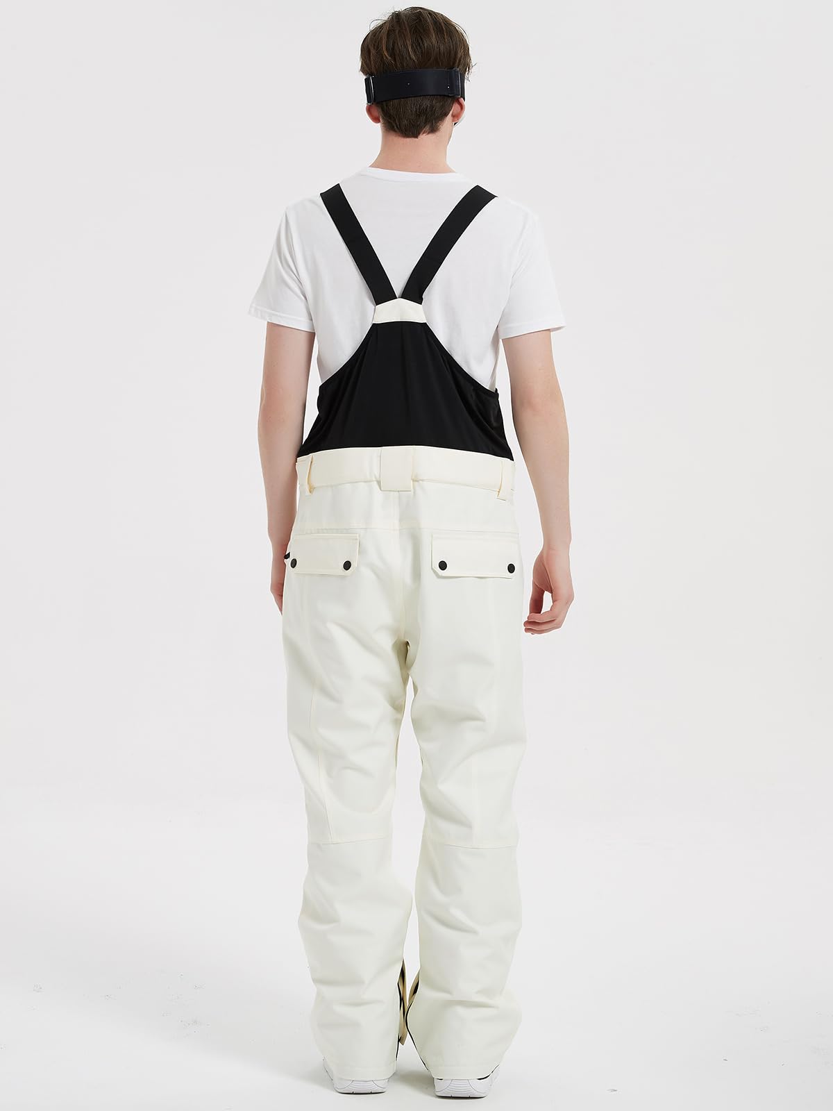Herren Skihose Wasserdicht Schneehose Softshellhose Winter Warm Gefüttert Snowboardhose Overall mit VAbnehmbar Träger